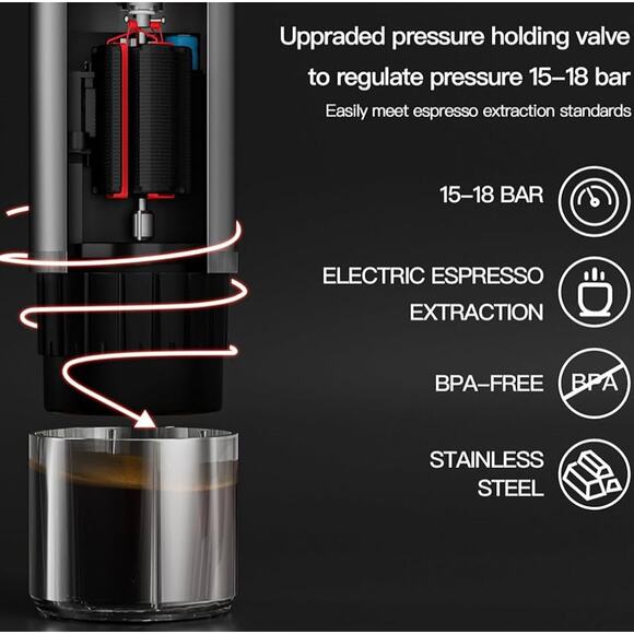 Portable Espresso Coffee Machine: 12V Electric Small Travel Expresso Maker - Picture 3 of 4